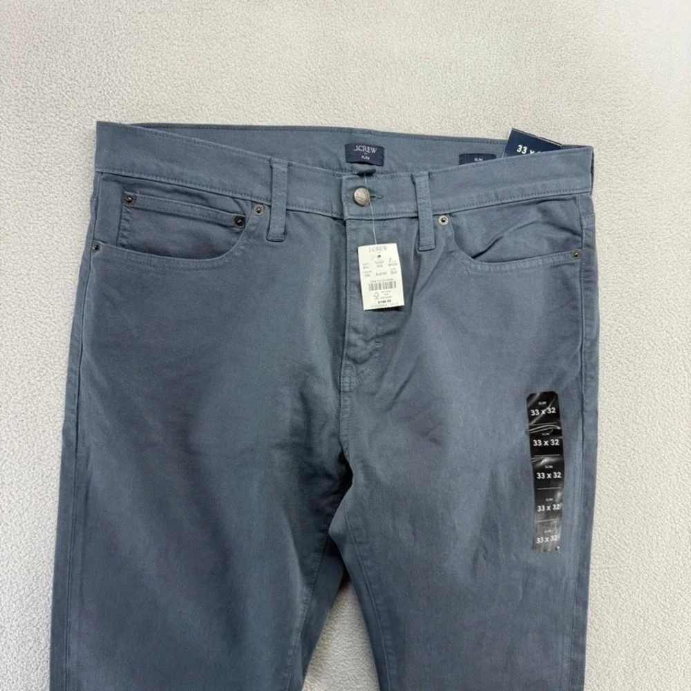 J Crew Jeans Mens 33x32 Blue Slim Fit Denim 5 Pocket Garment Dy Flex Cotton NEW